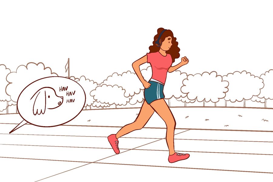 Runner hearing a dog bark through transparency mode