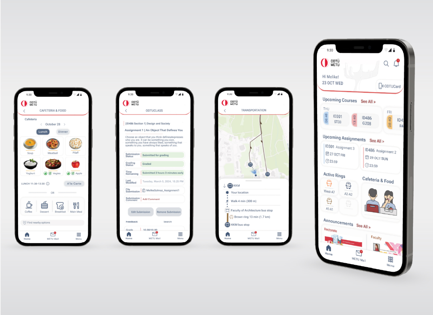 METU App, hero screens
