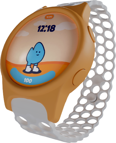 GlucoBuddy watch, angled detail render