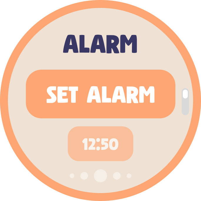 GlucoBuddy watch UI — alarm screen