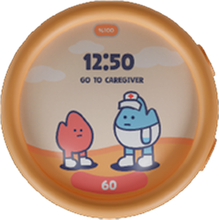 GlucoBuddy watch UI — visit caregiver prompt