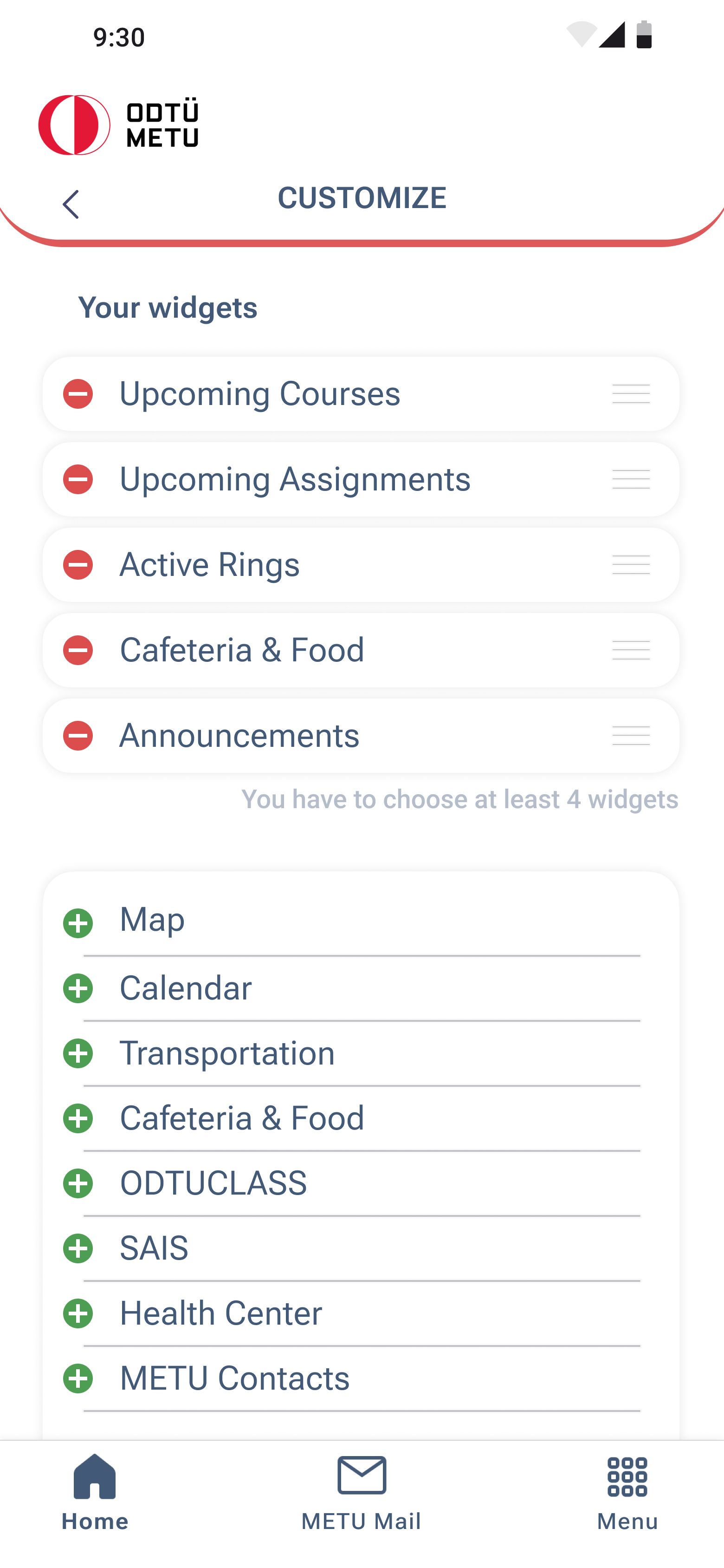Customize home page