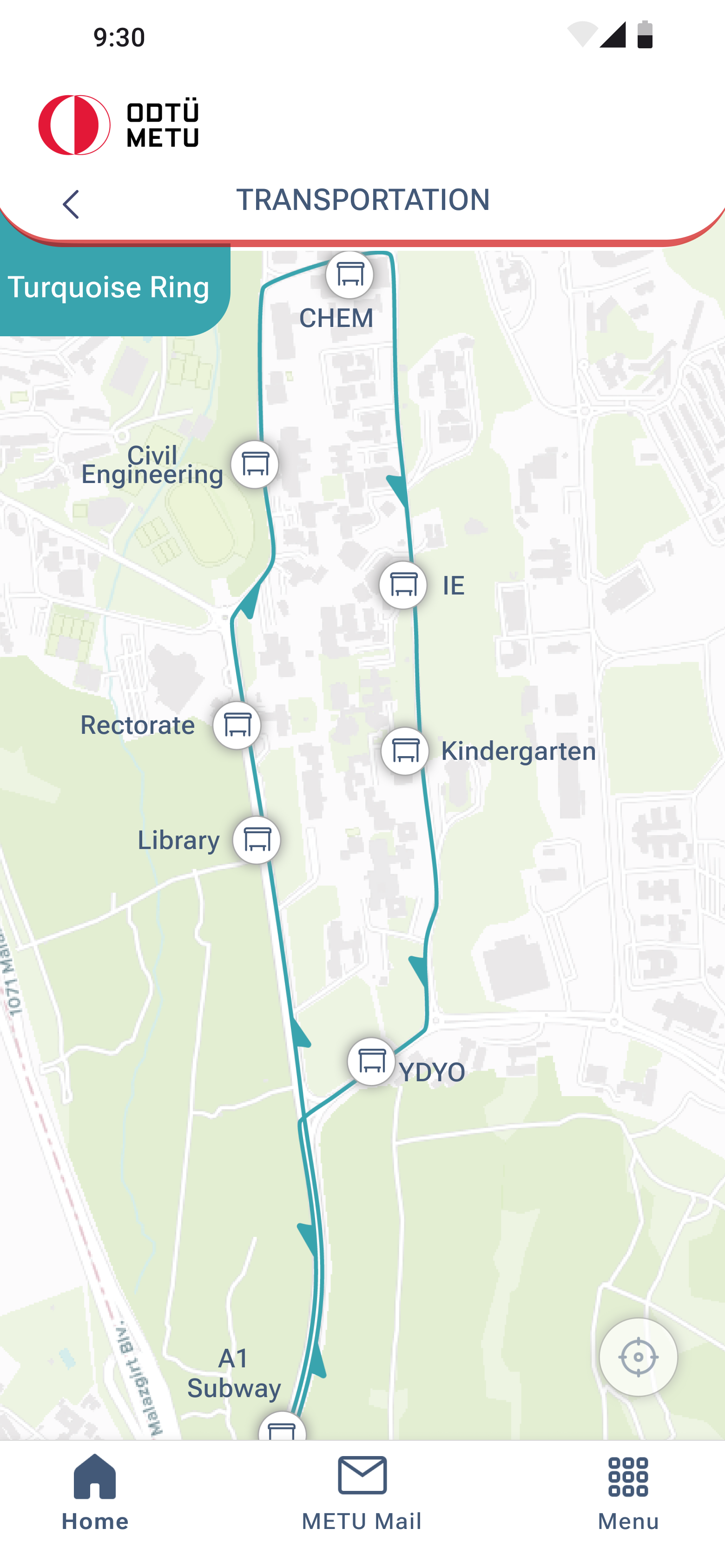 Transportation — turquoise ring route map