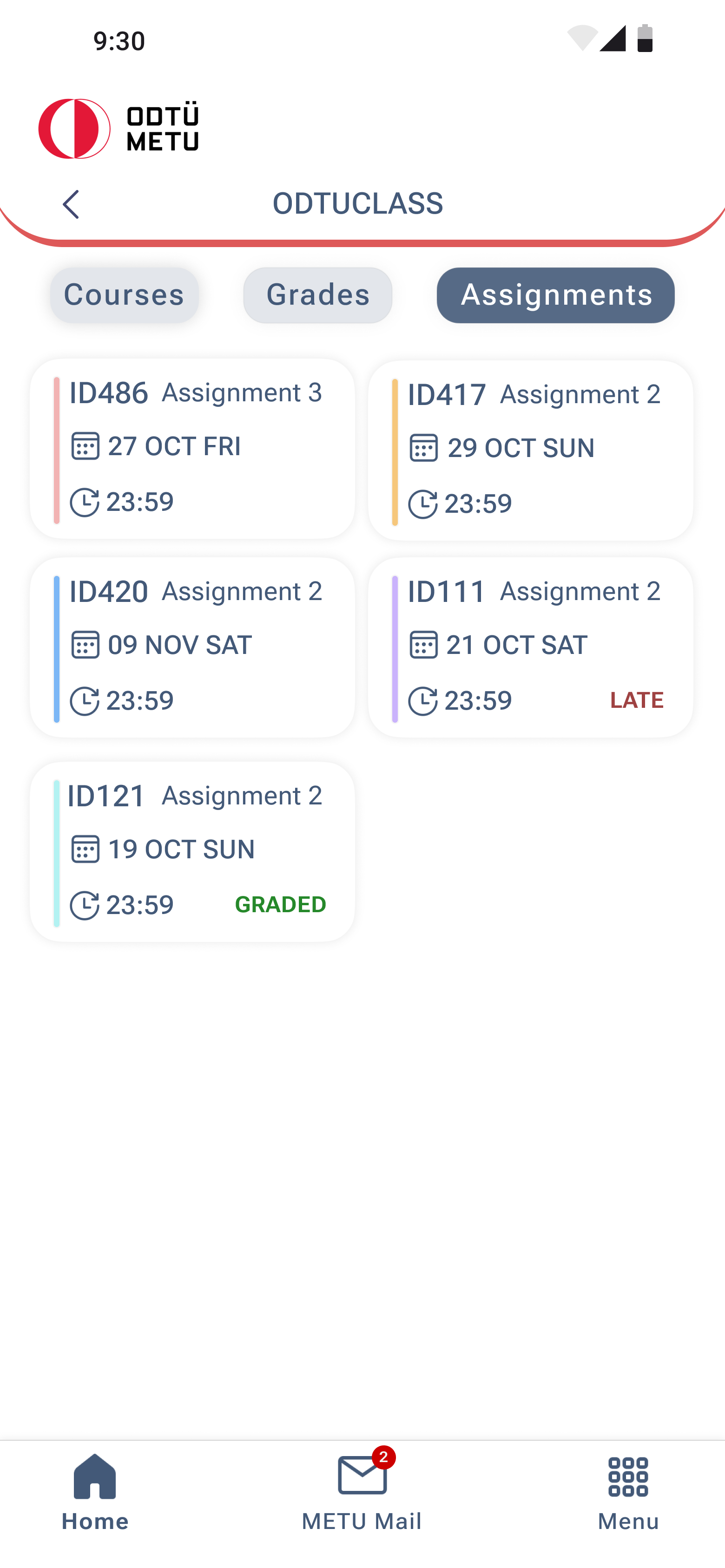 ODTÜClass — assignments