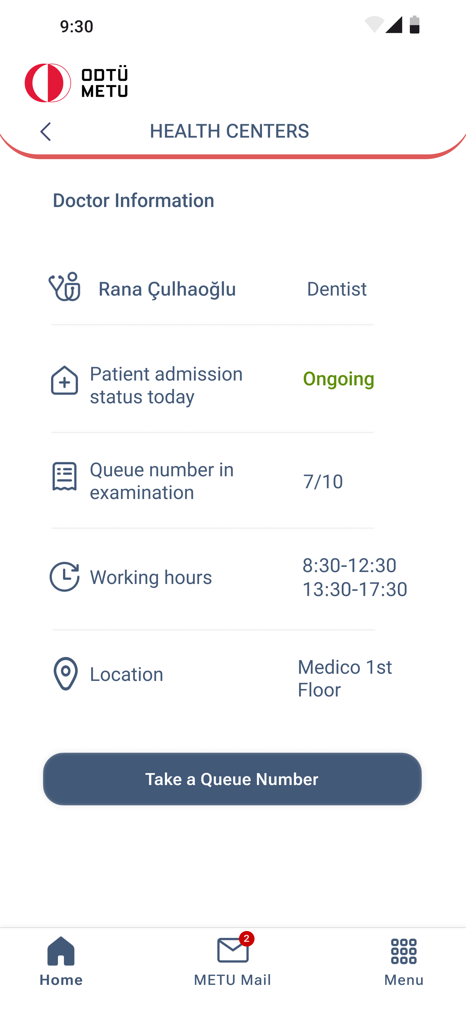 Health centers — doctor information and queue