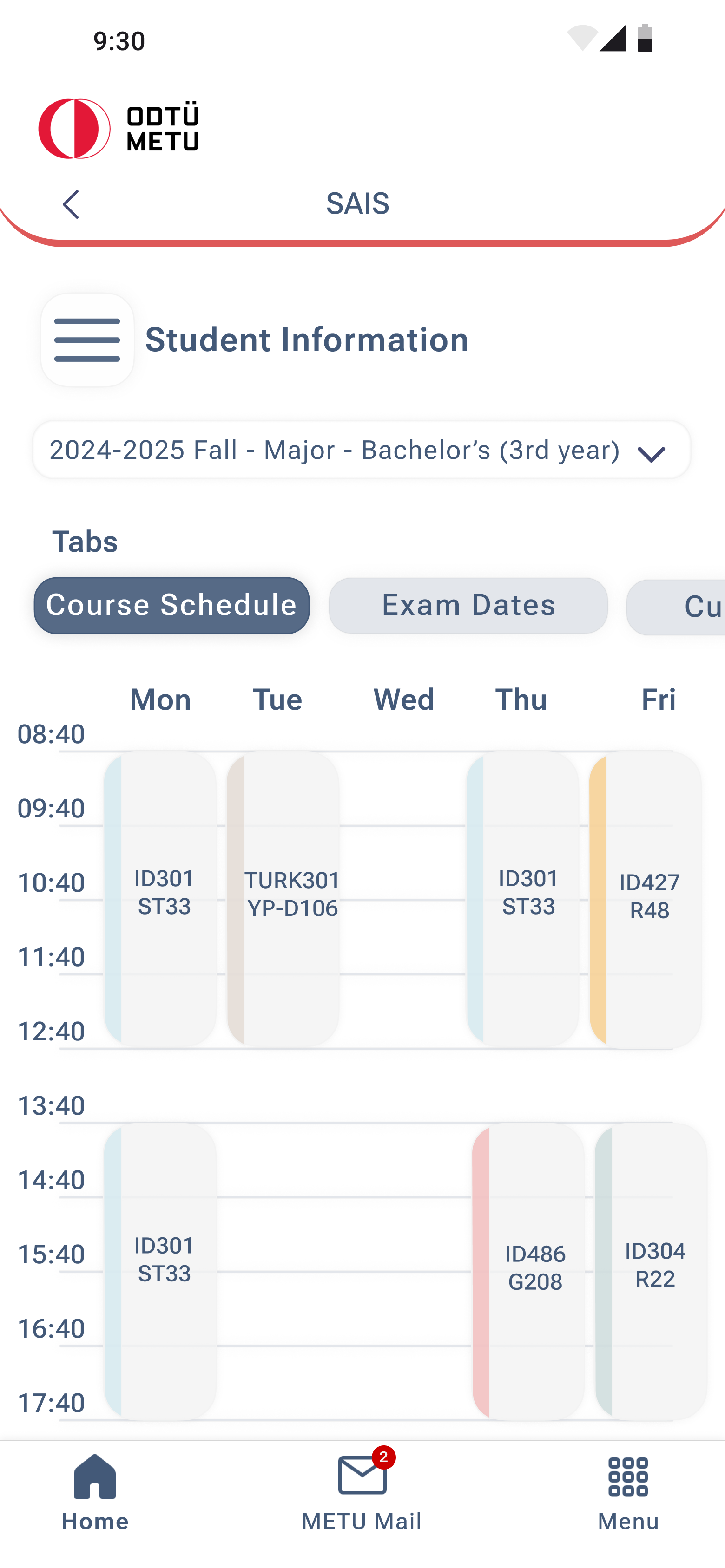 SAIS — course schedule